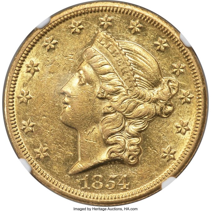 1854-O Liberty Double Eagle, AU55