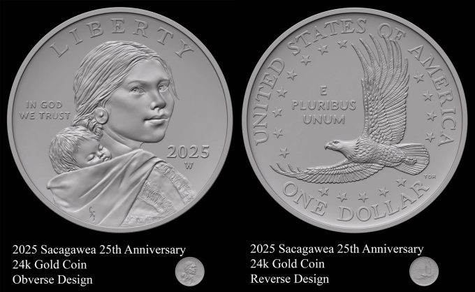 2025 Sacagawea 25th Anniversary 24k Gold Coin Designs