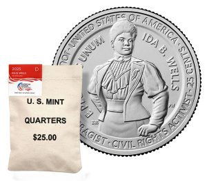 US Mint image 2025 Ida B. Wells quarter and bag